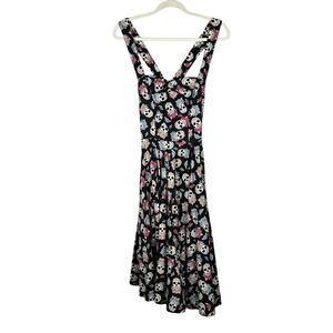 Hell Bunny Muertos Day of the Dead Sugar Skull Dress Women's Small